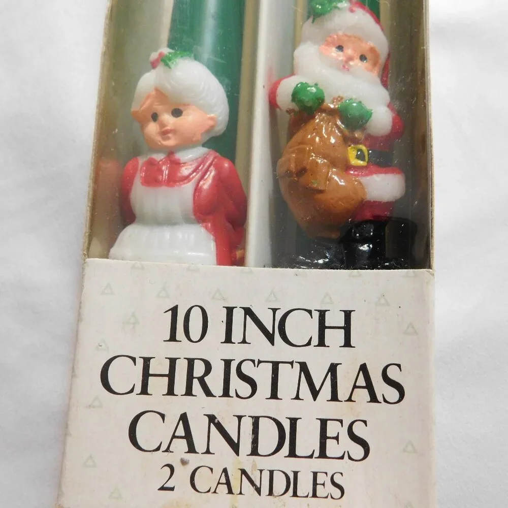 Vintage Christmas Candles Santa and Mrs. Claus 10 Inch Candles